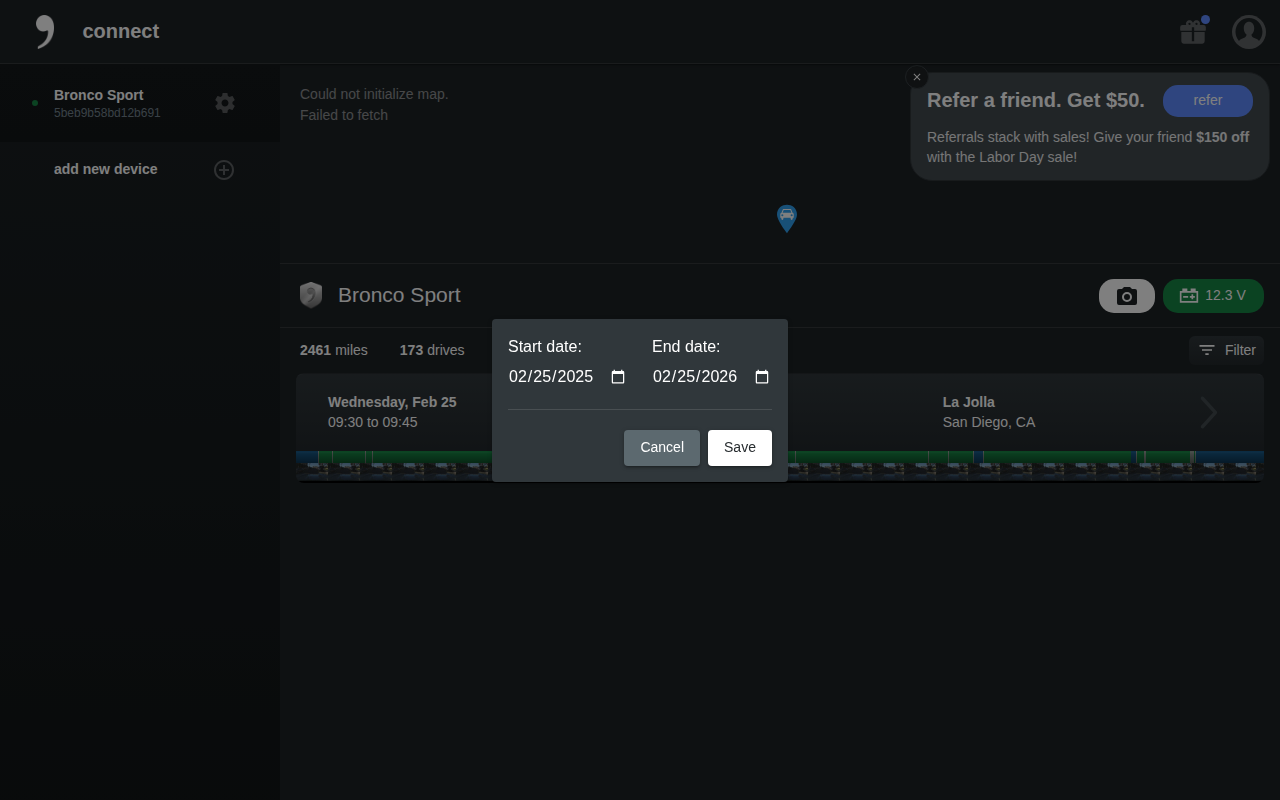 Date filter modal desktop