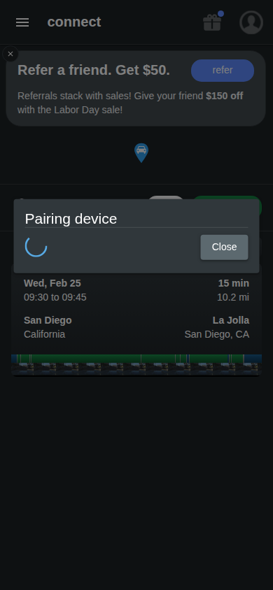 Pairing status modal mobile